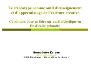 Le strotype comme outil denseignement et dapprentissage de