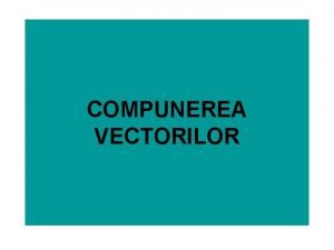 COMPUNEREA VECTORILOR Vectorii se pot compune folosind Metode