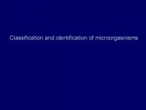 Classification and identification of microorgasnisms Laboratory procedures employed