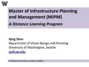 Masters in infrastructure planning and management