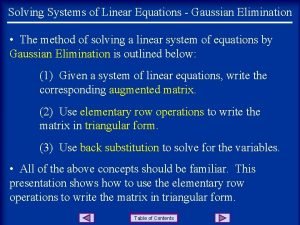 Gauss jordan elimination method