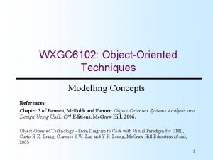 WXGC 6102 ObjectOriented Techniques Modelling Concepts References Chapter