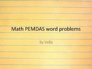 Pemdas word problems