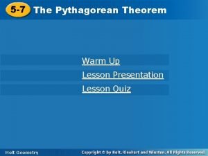 5-7 the pythagorean theorem