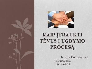 KAIP TRAUKTI TVUS UGDYMO PROCES Jurgita Eidukonien Keturvalakiai