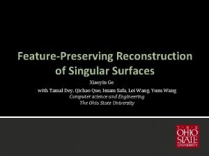 FeaturePreserving Reconstruction of Singular Surfaces Xiaoyin Ge with