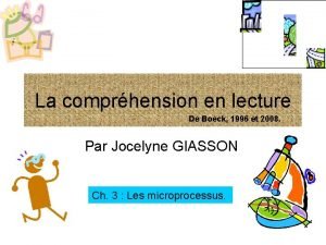 La comprhension en lecture De Boeck 1996 et