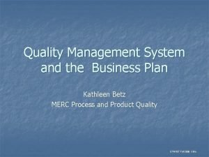 Quality control system in business plan example