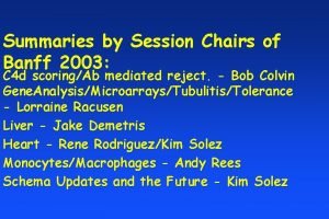 Summaries by Session Chairs of Banff 2003 C