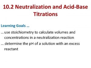 10 2 Neutralization and AcidBase Titrations Learning Goals