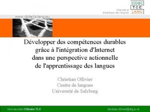 Internet et didactique des langues www didacticlang eu