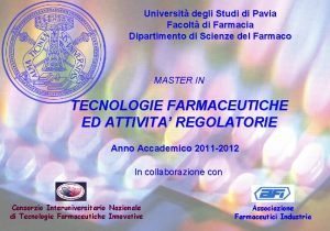 Universit degli Studi di Pavia Facolt di Farmacia