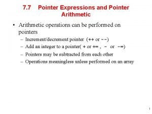 Pointer expressions and pointer arithmetic in c