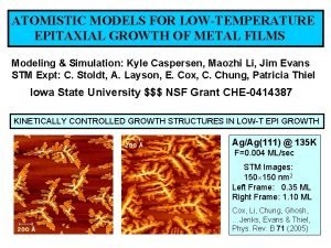 ATOMISTIC MODELS FOR LOWTEMPERATURE EPITAXIAL GROWTH OF METAL