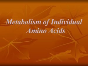 Metabolism of Individual Amino Acids Glycine Nature It