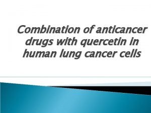 Combination of anticancer drugs with quercetin in human