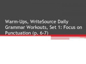 WarmUps Write Source Daily Grammar Workouts Set 1