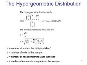 Hypergeometric distribution table