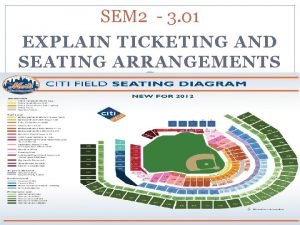 SEM 2 3 01 EXPLAIN TICKETING AND SEATING SEM 2 3 01 EXPLAIN TICKETING AND SEATING
