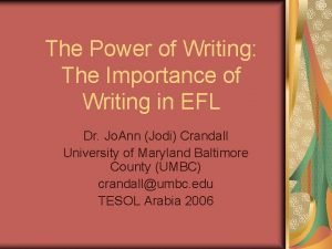 The Power of Writing The Importance of Writing