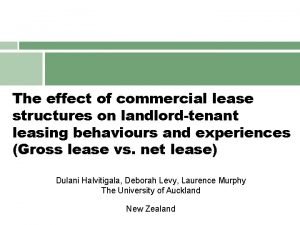 The effect of commercial lease structures on landlordtenant