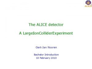 The ALICE detector A Large Ion Collider Experiment