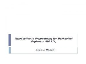 Mechanical engineering programming