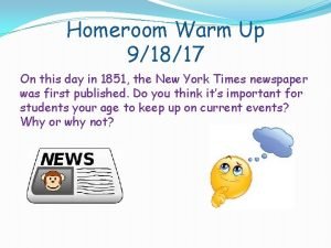 Homeroom Warm Up 91817 On this day in