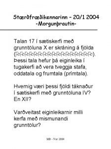 Strfrikennarinn 201 2004 Morgunrautin Talan 17 stiskerfi me