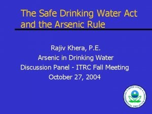 The Safe Drinking Water Act and the Arsenic