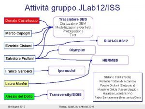 Attivit gruppo JLab 12ISS Donato Castelluccio Marco Capogni