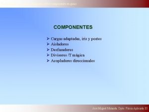 Electrodinmica Clasica Seminario sobre componentes en guas COMPONENTES