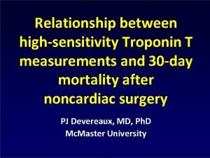 Relationship between highsensitivity Troponin T measurements and 30