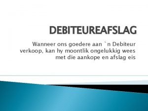 Wat is debiteure kontrole