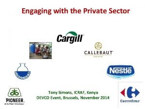 Engaging with the Private Sector Tony Simons ICRAF