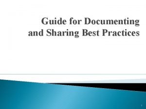 Sharing best practices