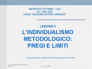 UNIVERSIT CATTANEO LIUC A A 2004 2005 CORSO
