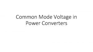 Common mode voltage definition