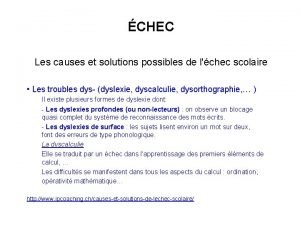 CHEC Les causes et solutions possibles de lchec