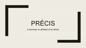 Prcis