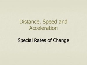 Distance Speed and Acceleration Special Rates of Change
