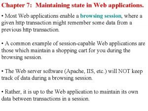 Maintaining state in web applications