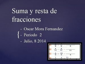 Suma y resta de fracciones Oscar Mora Fernandez