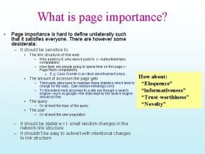 What is page importance Page importance is hard