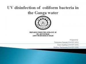 UV disinfection of coliform bacteria in the Ganga