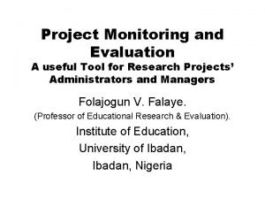 Tools for project monitoring and evaluation