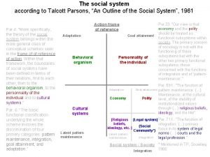 Talcott parsons social system