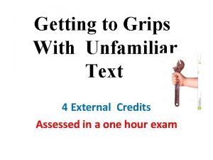 Unfamiliar text resource booklet