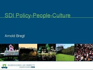 SDI PolicyPeopleCulture Arnold Bregt Contents n SDI people