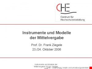 Instrumente und Modelle der Mittelvergabe Prof Dr Frank
